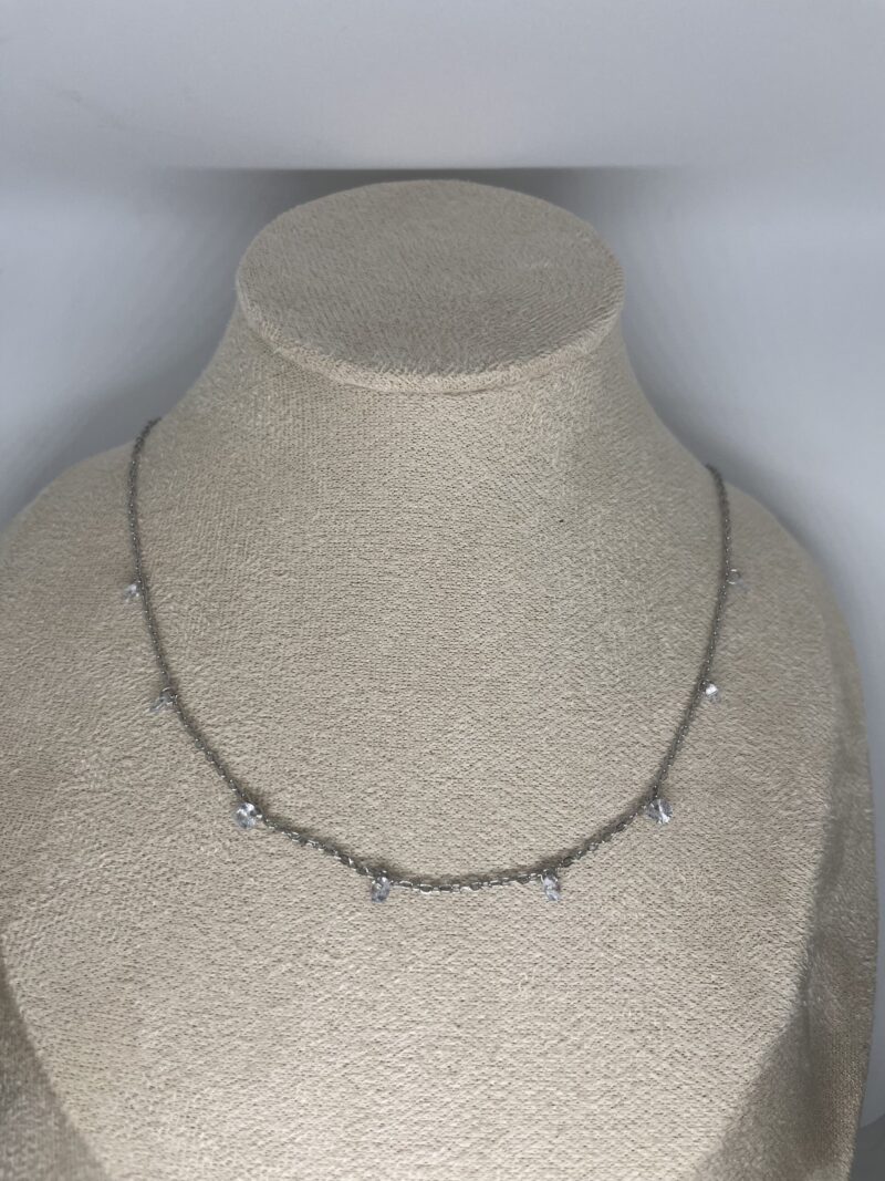 collier strass argent