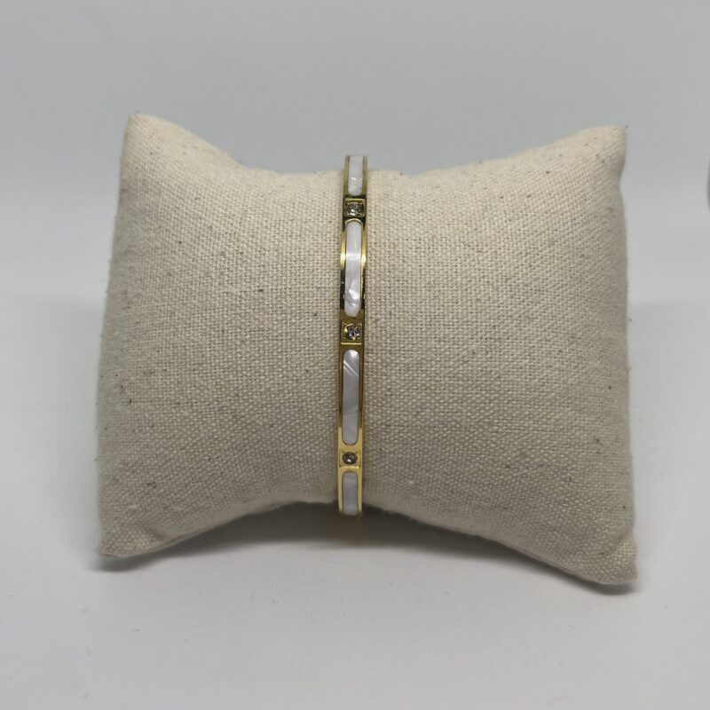 bracelet jonc nacre et strass or