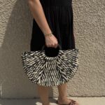 sac paille noir et beige