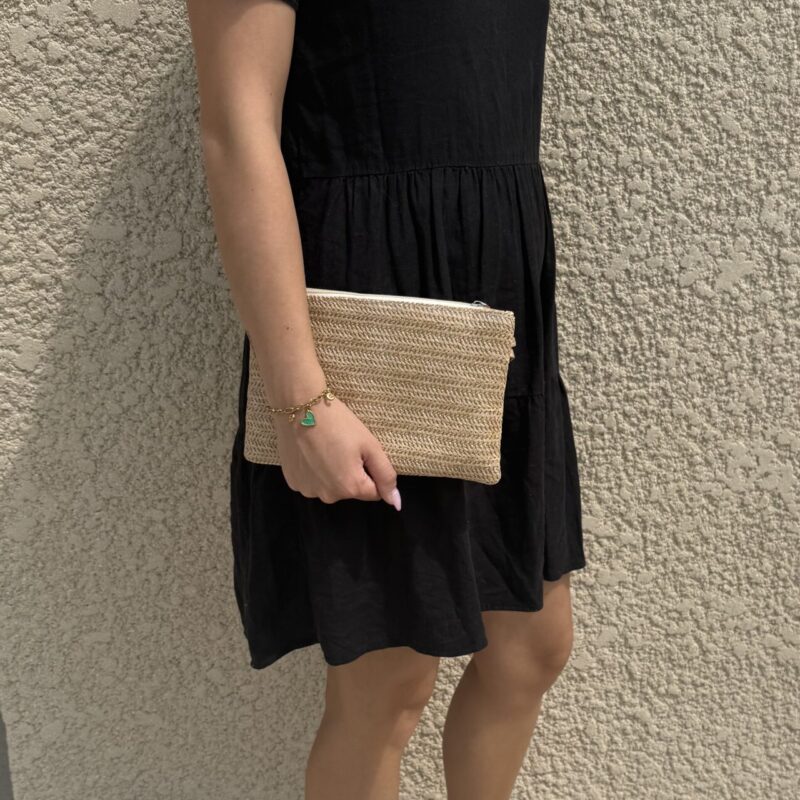 pochette paille beige