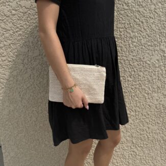 pochette paille blanc